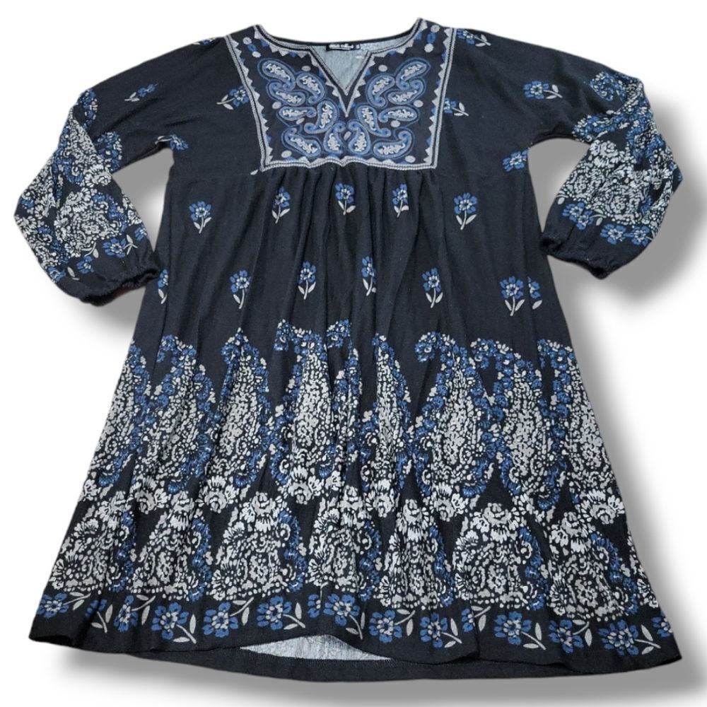 White Mark Black and Blue Floral Midi Dress